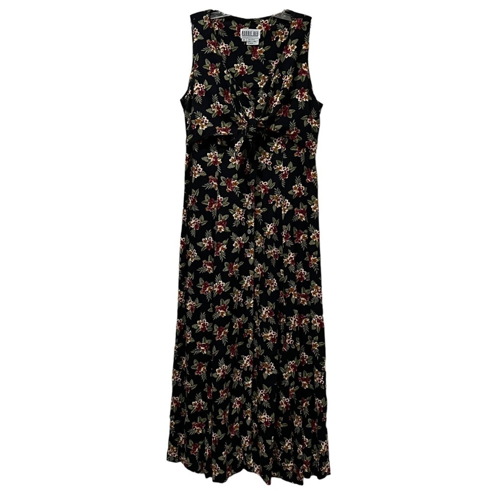 Robbie Bee 10 Vintage Midi Length Sleeveless Floral Dress O